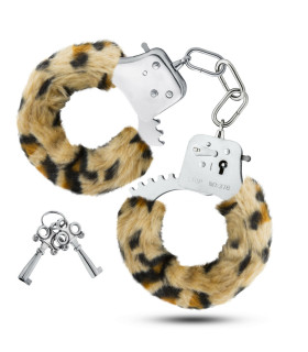 Наручники металлические, с мехом, леопард - No Taboo
