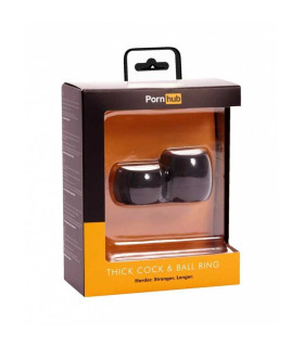 Ерекційні кільця для члена та мошонки PornHub чорні, 7.5 см х 3.5 см х 2.5 см - No Taboo