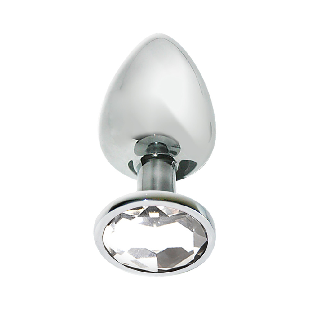 Анальна пробка, S, з білим каменем, метал (40290), zoom