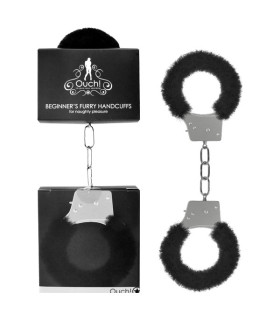 Наручники металлические с черным мехом - No Taboo