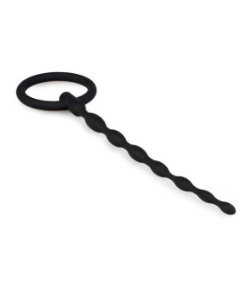 Уретральный катетер из силикона, с кольцом, черный - No Taboo