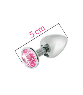 Анальная пробка металл, розовый камень - No Taboo