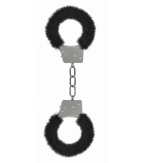 Наручники металлические с черным мехом - No Taboo
