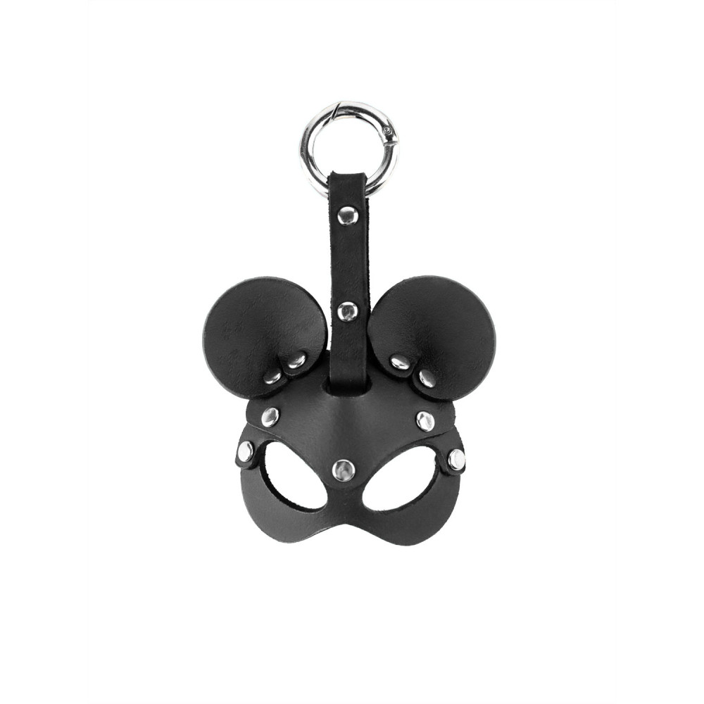 Шкіряний брелок у вигляді маски мишки, чорний (39807), zoom