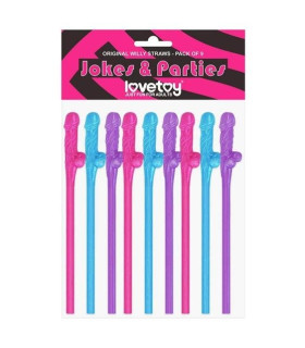 Трубочки с пенисами, разноцветные 9 шт. (прикол) - No Taboo