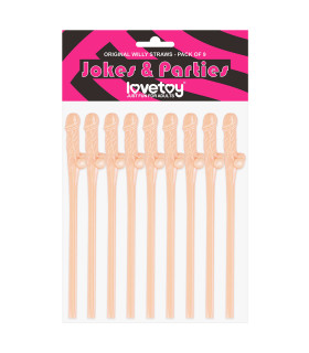 Трубочки с пенисами, телесного цвета, 9 шт. (прикол) - No Taboo