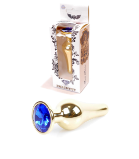 Анальная пробка обтекаемой формы с кристаллом, 3 см, золотистая - No Taboo