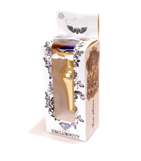 Анальная пробка обтекаемой формы с кристаллом, 3 см, золотистая - No Taboo