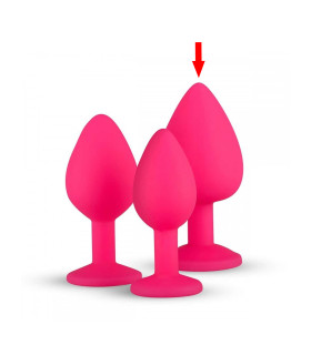 Анальная пробка, L, с камнем EasyToys розовая, 9.3 х 4 см - No Taboo