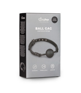 Кляп з шкіряним ремінцем і силіконовим кулькою, чорний - No Taboo