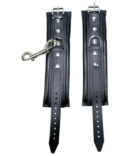 Наручники з натуральної шкіри з карабіном, ZADO, чорні - No Taboo