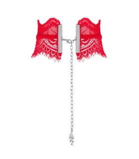 Ожерелье-чокер Obsessive Bergamore с кружевом O/S (красного цвета) - No Taboo