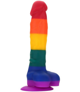 Фаллоимитатор реалистичный на присоске, в цвете прайда, 20 см х 3.8 см - No Taboo