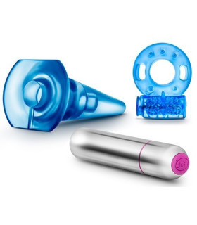 Набор пробка вибропуля эрекционное кольцо с вибропулей, голубые - No Taboo