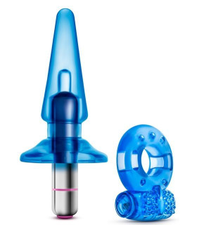 Набор пробка вибропуля эрекционное кольцо с вибропулей, голубые - No Taboo