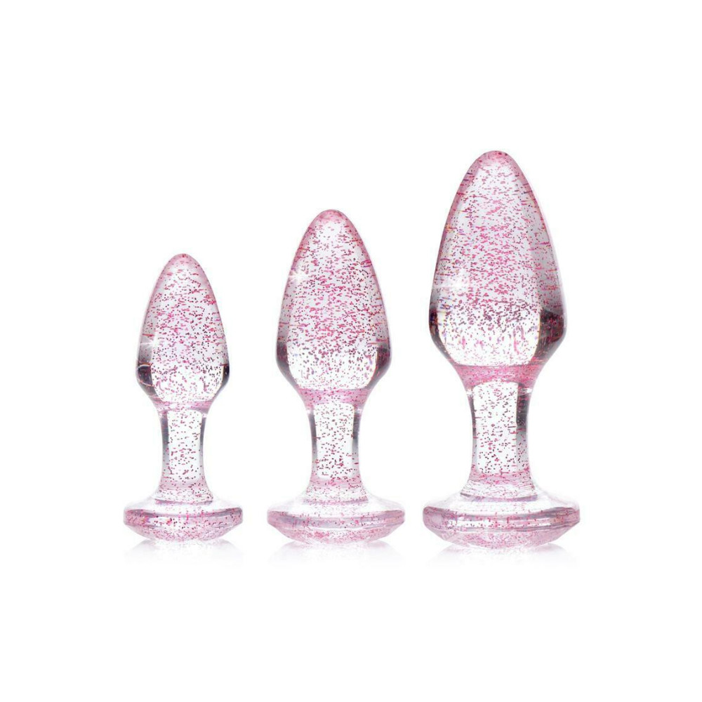 Набор анальных пробок с блестками, розовые (41378), zoom