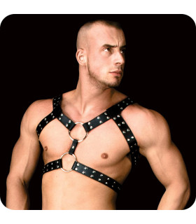 Портупея мужская кожаная Ouch Andres Chest Harness, черная, O/S - No Taboo