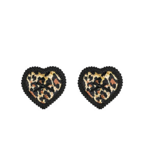 Наклейки на соски Obsessive Selvy у формі серця, леопардові, One Size - No Taboo