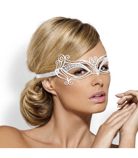 Маска металева прикрашена стразами, Біла - No Taboo