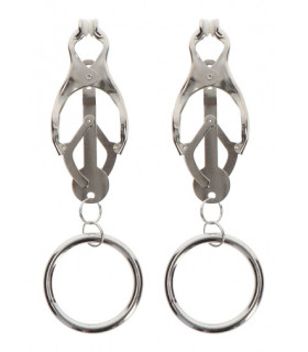 Зажимы-бабочки с кольцом Butterfly Clamps With Ring, серебристые - No Taboo