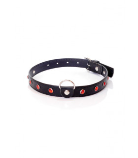 Ошейник серии Fetish Boss , черный с красными кристаллами, 2 см - No Taboo