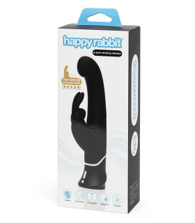 Вибратор-кролик Happy Rabbit, силиконовый, черный, 24 х 4 см - No Taboo