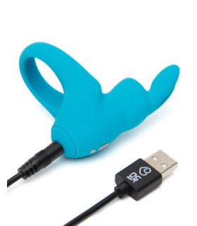 Ерекційне кільце Happy Rabbit з вібрацією, блакитне, 3.2 см - No Taboo