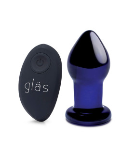 Анальная пробка с вибрацией Glas, стеклянная, синяя, 10.5 х 4.5 см - No Taboo