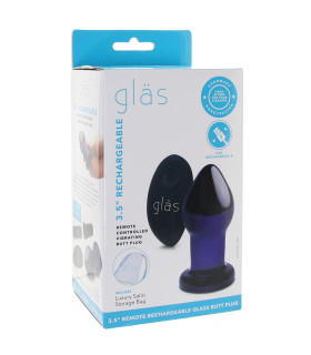 Анальная пробка с вибрацией Glas, стеклянная, синяя, 10.5 х 4.5 см - No Taboo