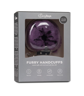 Наручники металлические Easytoys, с плюшевыми манжетами, фиолетового цвета - No Taboo