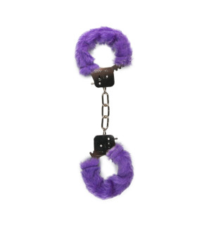 Наручники металлические Easytoys, с плюшевыми манжетами, фиолетового цвета - No Taboo