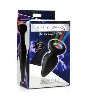 Анальная пробка M с подсветкой Booty Sparks, черная, 10 х 3.5 см - No Taboo