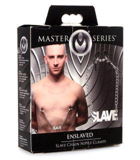 Зажимы для сосков с надписью SLAVE от Master Series - No Taboo