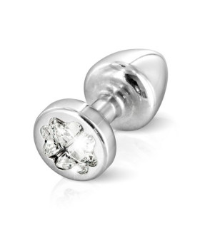 Анальная пробка S Diogol, с кристаллом Сваровски в форме клевера, металл, 5.6 х 2.5 см - No Taboo