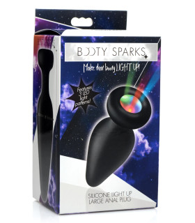 Анальная пробка L c подсветкой Booty Spark, черная, 11.5 х 4 см - No Taboo