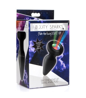 Анальная пробка S с подсветкой Booty Sparks, черная, 8.6 х 3 см - No Taboo