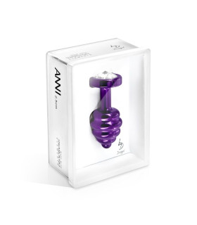 Анальная пробка S Diogol, с кристаллом Сваровски, рельефная, фиолетовая, металлическая, 5.6 х 2.5 см - No Taboo
