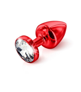 Анальная пробка S Diogol, с кристаллом Сваровски, красная, металлическая, 6 х 2.5 см - No Taboo