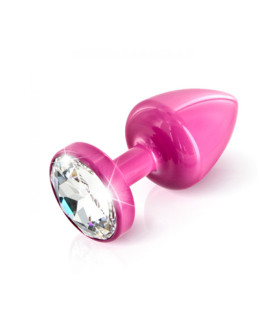 Анальная пробка S Diogol, с кристаллом Сваровски, розовая, металлическая, 6 х 2.5 см - No Taboo