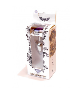 Анальная пробка S с камнем в форме сердечка, металлическая, серебряная, 7 х 2.7 см - No Taboo