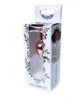 Анальная пробка S с камнем, металлическая, золотая, 7 х 2.7 см - No Taboo