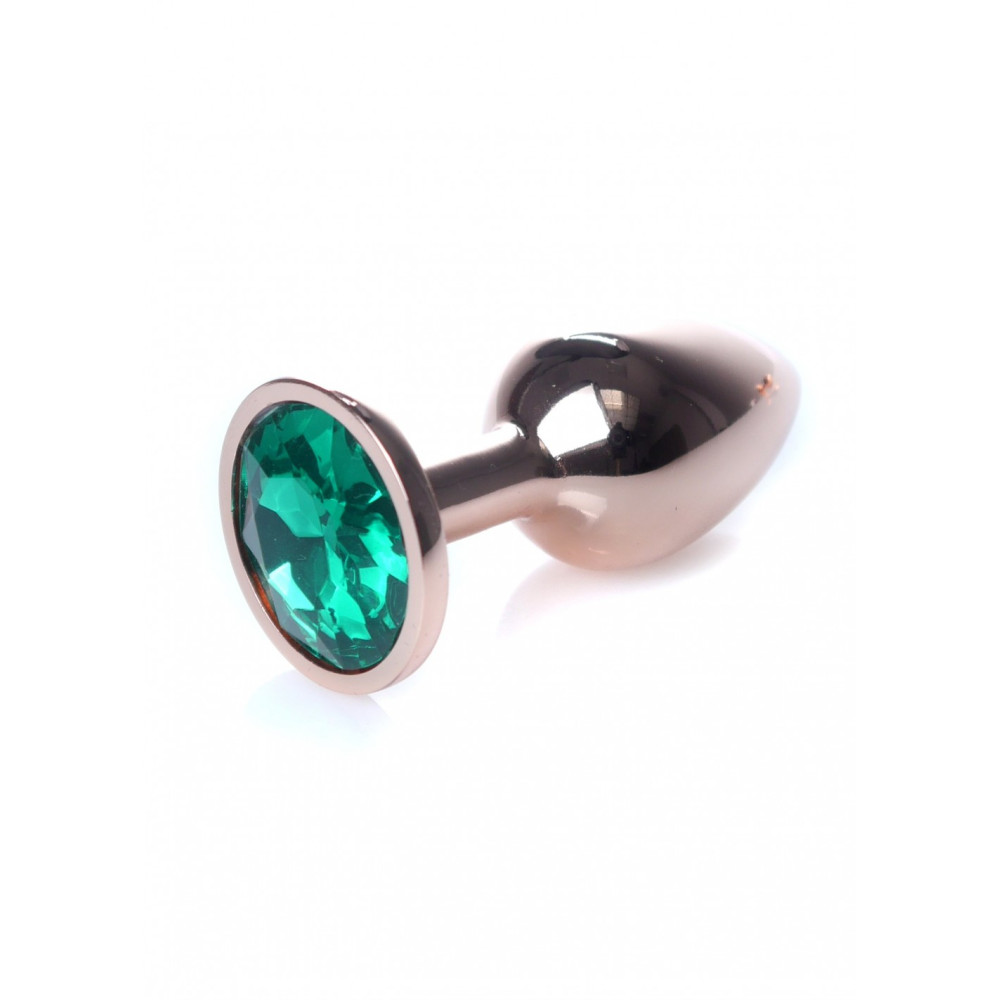 Анальна пробка S з каменем, металева, золота, 7 х 2.7 см (54070), zoom