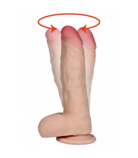 Вибратор реалистичный с вращением Hades, с проводным пультом управления, бежевый, 21 х 4 см - No Taboo