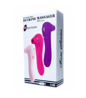 Двухсторонний вакуумный стимулятор клитора с вибрацией, розовый, 18.6 х 4.5 см - No Taboo