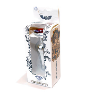 Анальная пробка с кристаллом, металлическая, серебряная, 9.5 х 3 см - No Taboo