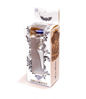 Анальная пробка с кристаллом, металлическая, серебряная, 9.5 х 3 см - No Taboo