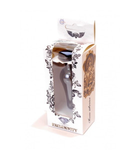 Анальная пробка с кристаллом, металлическая, темно-серебряная, 9.5 х 3 см - No Taboo