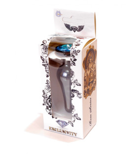 Анальная пробка с кристаллом, металлическая, темно-серебряная, 9.5 х 3 см - No Taboo