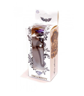 Анальная пробка с кристаллом, металлическая, темно-серебряная, 9.5 х 3 см - No Taboo