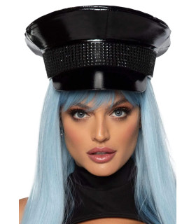 Військовий капелюх зі стразами One Size Rhinestone Trimmed Military Hat від Leg Avenue, чорний - No Taboo